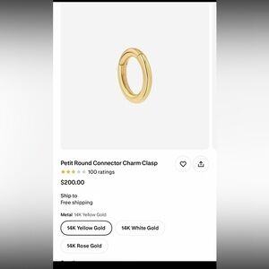 14k yellow gold hinged round charm connector clasp necklace bracelet charm NWT